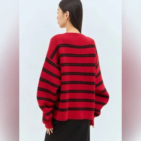 MIU MIU Shetland Knit Cardigan In Red/black - Picture 2 of 11